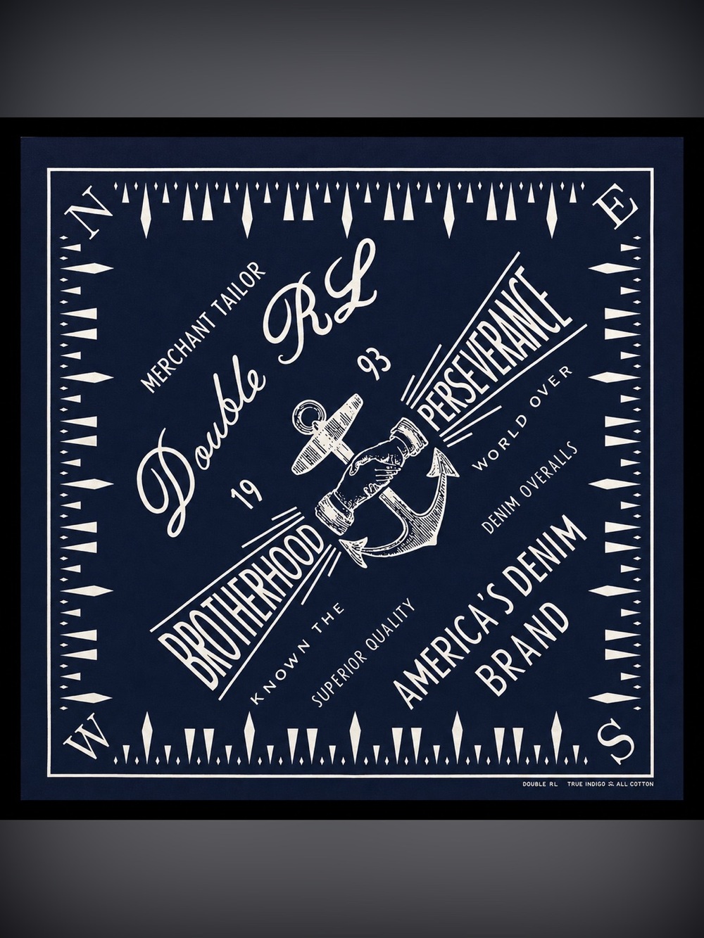 Ralph Lauren Double RL Navy and White Anchor Graphic Bandana